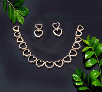 LOVE HEART SHAPED NECKLACE WITH EARRING SET (Last 3 in Stock)