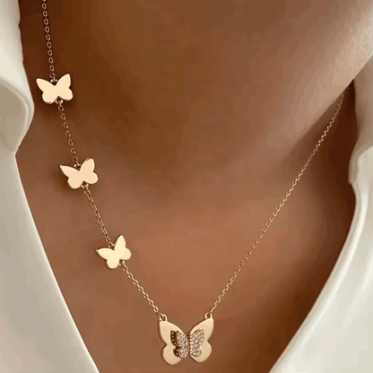 Fluttering Charm Gold Butterfly Necklace