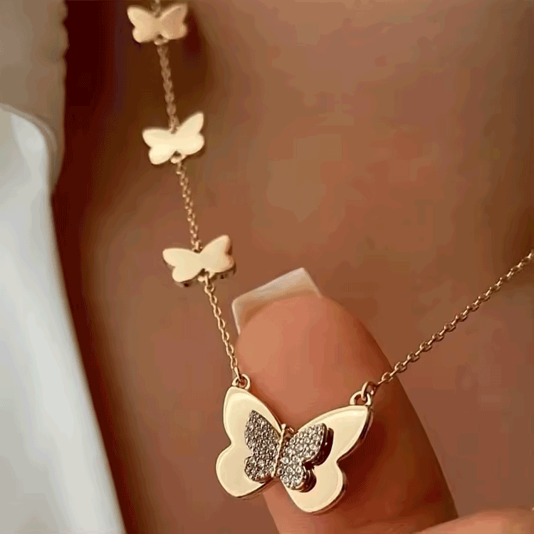 Fluttering Charm Gold Butterfly Necklace