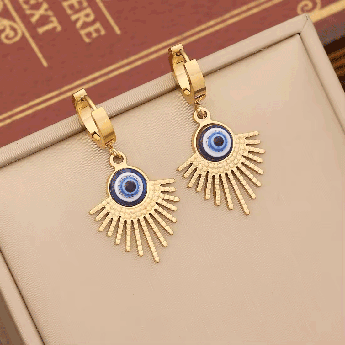 Evil Eye Gold Necklace and Earring Set