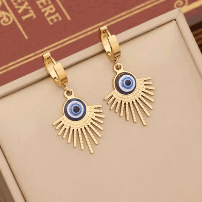 Evil Eye Gold Necklace and Earring Set