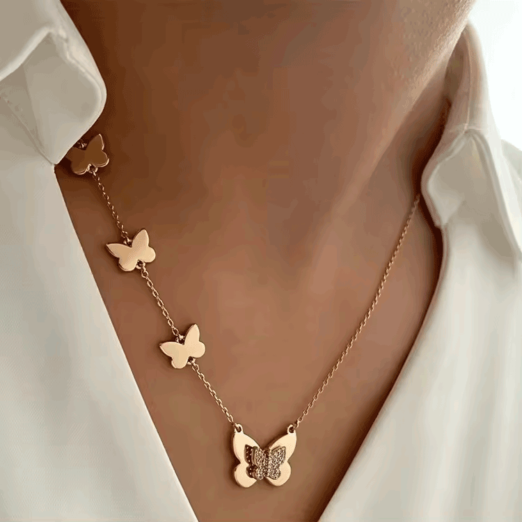 Fluttering Charm Gold Butterfly Necklace