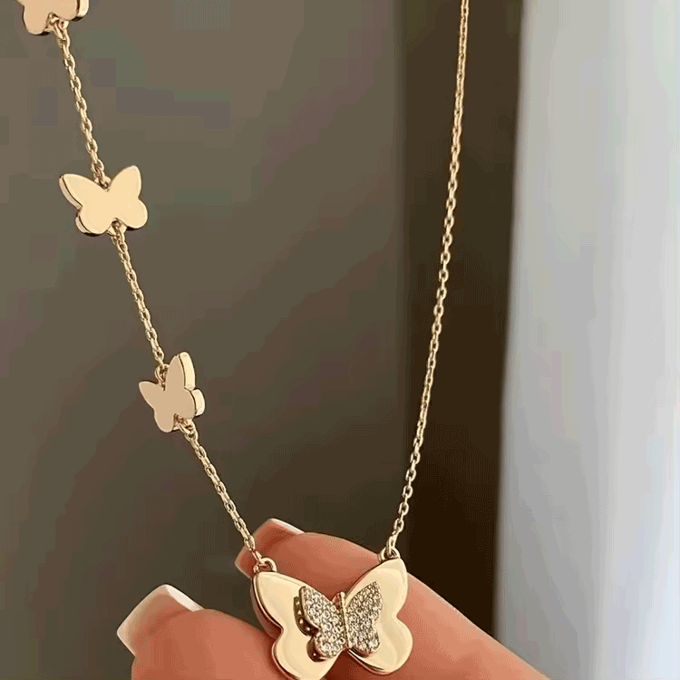 Fluttering Charm Gold Butterfly Necklace