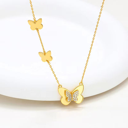 Fluttering Charm Gold Butterfly Necklace